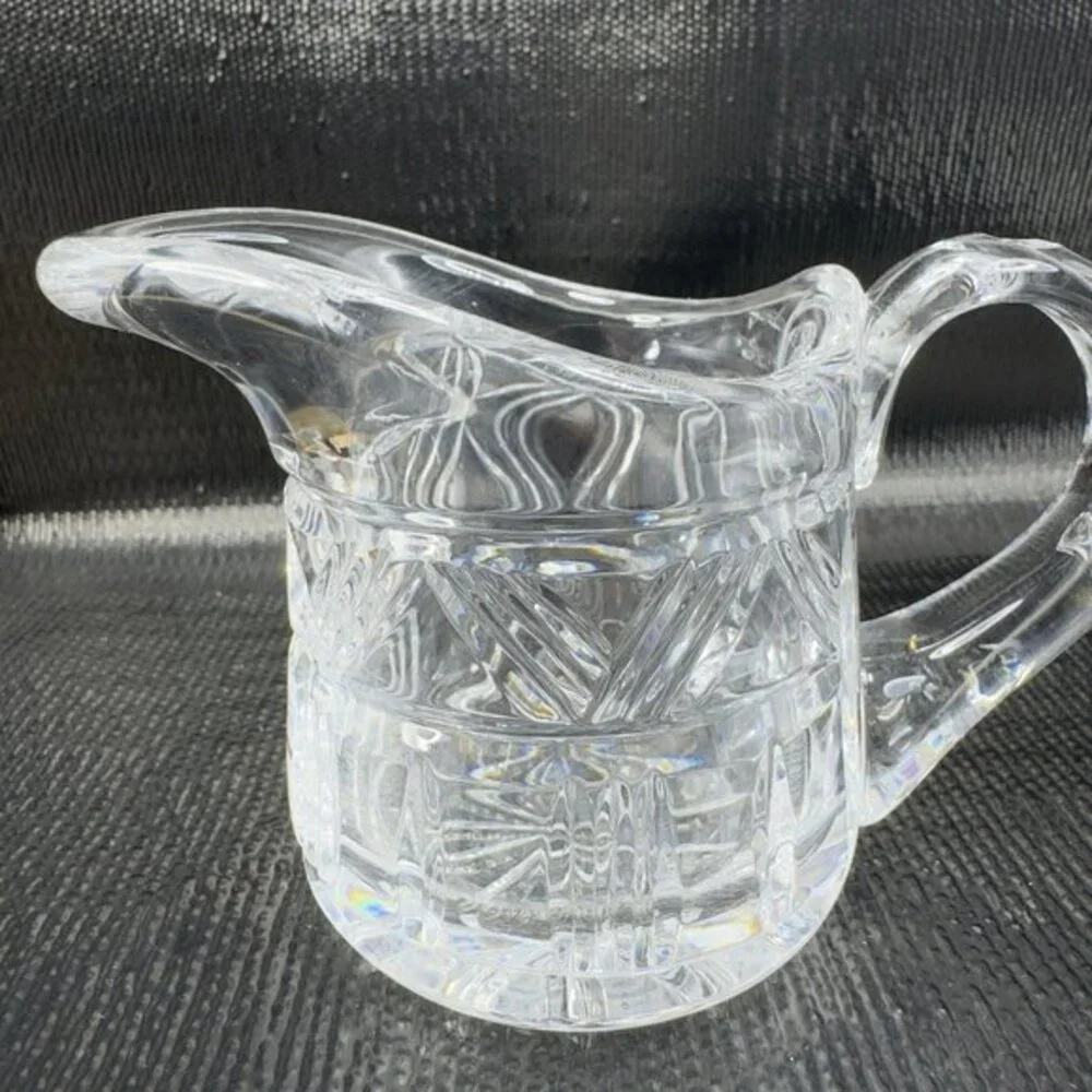 Antique Clear Glass Crystal Small Pitcher‎ Creamer Long Spout Glassware Vintage